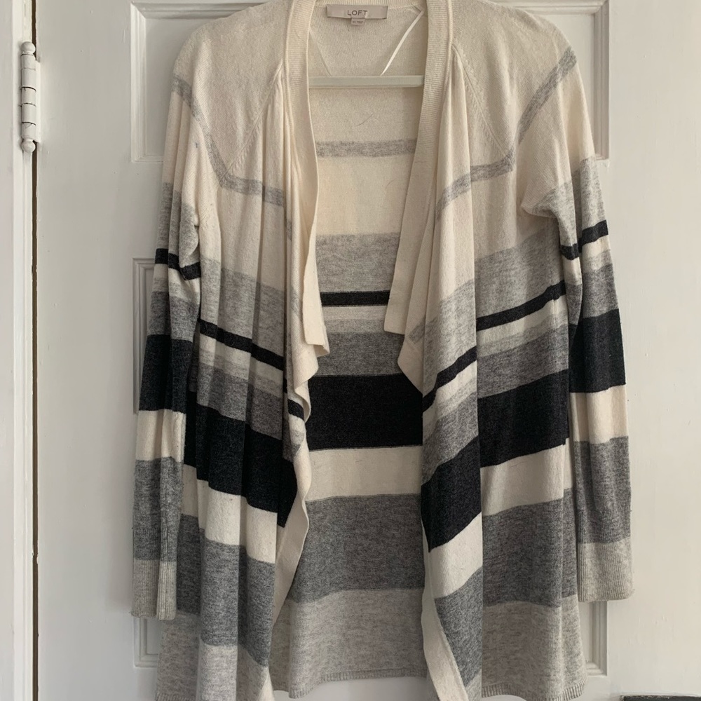 LOFT - striped draped open cardigan